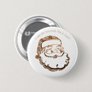 Badge Rond 5 Cm Or mignon de Faux de Noël de père Nice de la lis