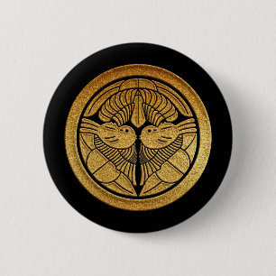 Badge Rond 5 Cm Or Uesugi Sasa Kamon