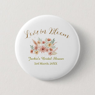 Badge Rond 5 Cm Orange boho amour en fleurs nom de la douche de ma