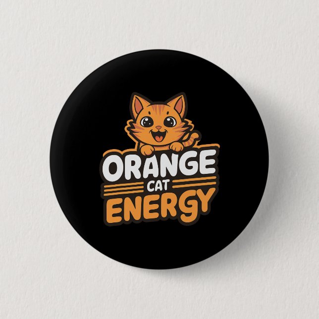 Badge Rond 5 Cm Orange Cat Energy (Devant)