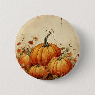 Badge Rond 5 Cm Orange Citrouille Russe Automne Thanksgiving