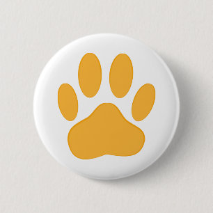 Badge Rond 5 Cm Orange Dog Pawprint