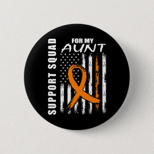 Badge Rond 5 Cm Orange Ribbon Tante Leukémie Sensibilisation États