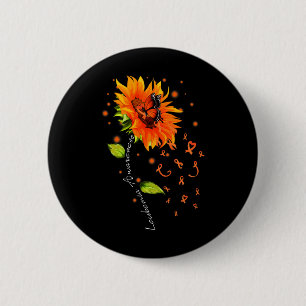 Badge Rond 5 Cm Orange Ribbon Tournesol Butterfly Leukemia