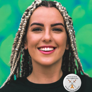 Badge Rond 5 Cm Orange Ruban épée Sclérose en plaques