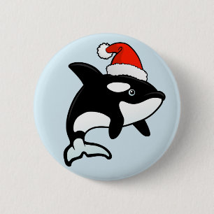 Badge Rond 5 Cm Orca Père Noël