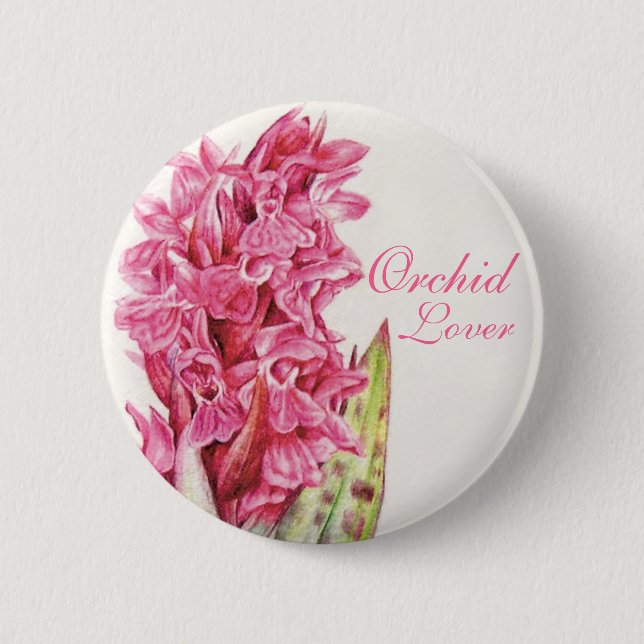 Badge Rond 5 Cm Orchid lover painted art Button (Devant)