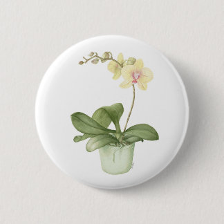 Badge Rond 5 Cm Orchidée dans un insigne vert de couleur pour