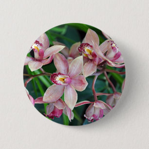 Badge Rond 5 Cm Orchidées de papillons roses