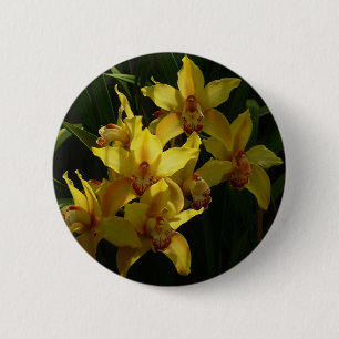 Badge Rond 5 Cm Orchidées Jaunes Sunlit Floral