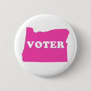 Badge Rond 5 Cm Oregon Voter - Je vote en rose