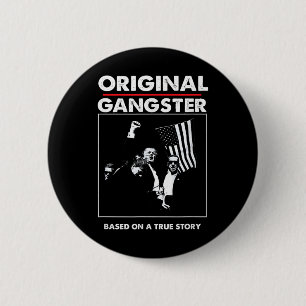 Badge Rond 5 Cm Original Trump Gangster Pour Président 47 Patrioti