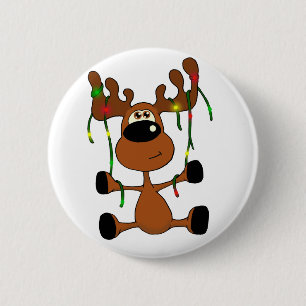 Badge Rond 5 Cm Orignaux tordus de Noël