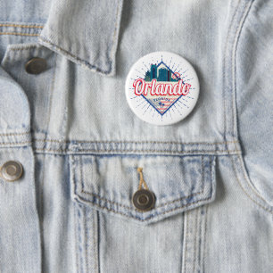 Badge Rond 5 Cm Orlando Floride États-Unis Ciel Vintage USA