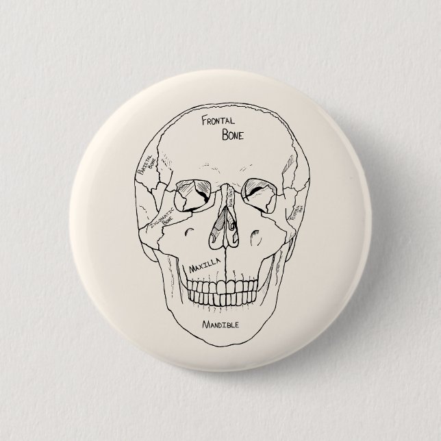 Badge Rond 5 Cm Os crâniennes - Étiqueté (Devant)