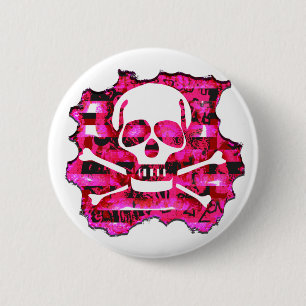 Badge Rond 5 Cm Os croisés roses