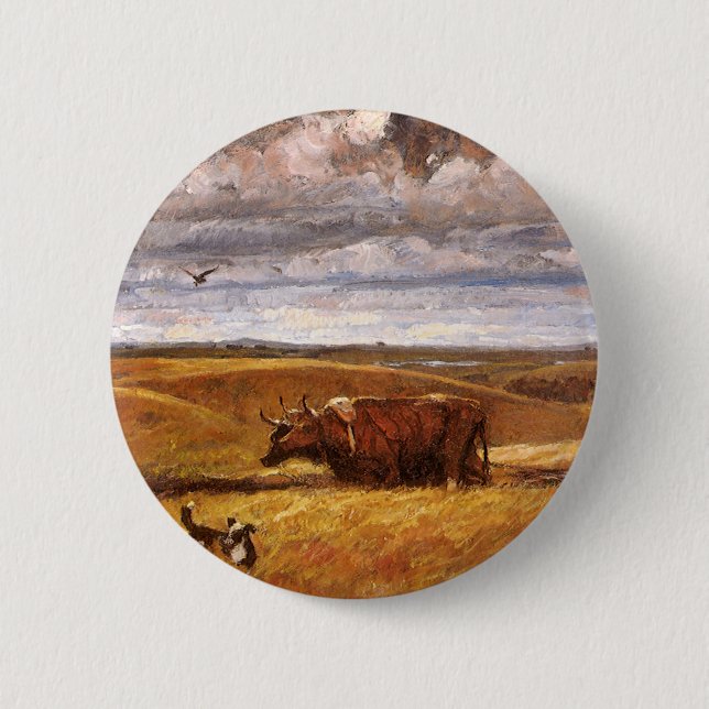 Badge Rond 5 Cm Os de bison coulés sous Harvey Thomas Dunn (Devant)