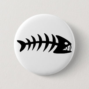 Badge Rond 5 Cm Os de poissons de piranha