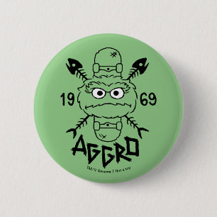 Badge Rond 5 Cm Oscar the Grouch Skate Logo - Aggro 1969