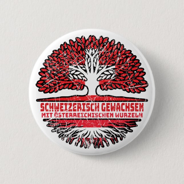 Badge Rond 5 Cm Österreich Österreichisch Schweizer Schweiz Baum (Devant)