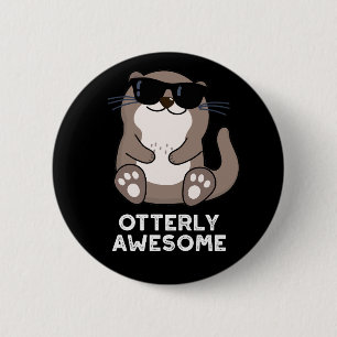 Badge Rond 5 Cm Otter Animal Otter Pun Dark BG