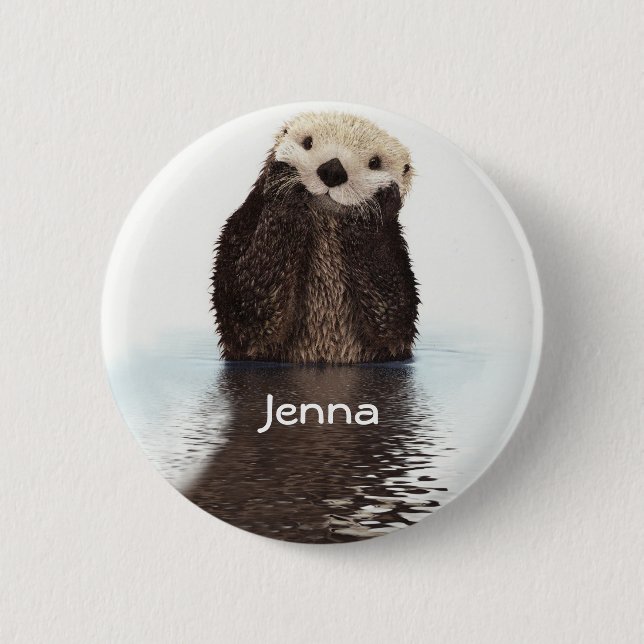 Badge Rond 5 Cm Otter mou dans l'eau (Devant)