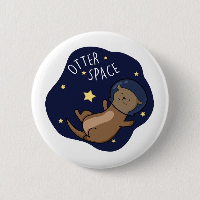 Badge Rond 5 Cm Otter Space Funny Astronaut Otter Pun (Devant)