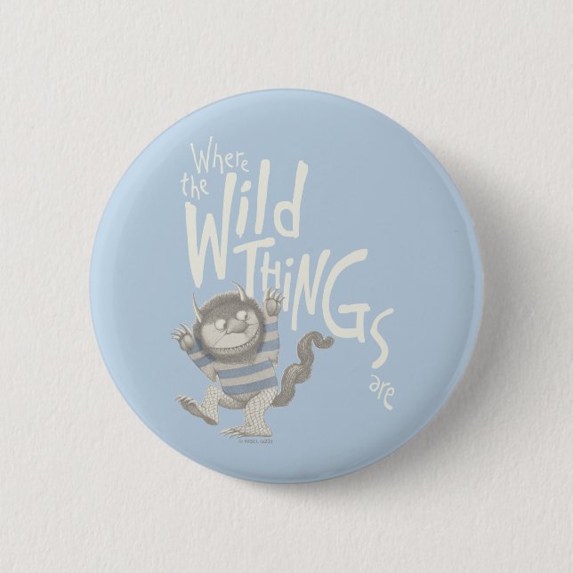 Badge Rond 5 Cm Où les choses sauvages sont citées - Bleu (Devant)