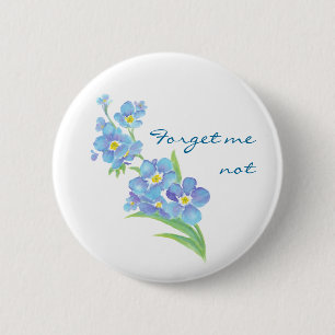 Badge Rond 5 Cm Oubliez-moi pas Custom Watercolor Garden Flower