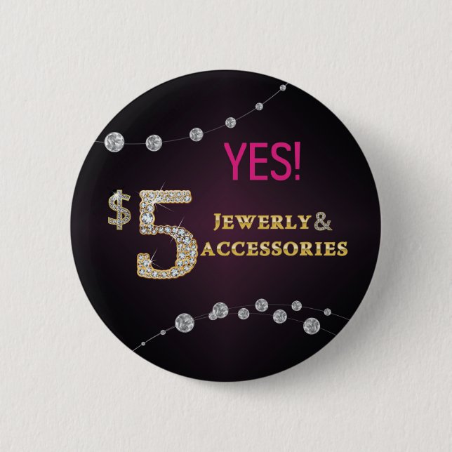 Badge Rond 5 Cm Oui ! $5 bijoux et bouton d'accessoires (Devant)