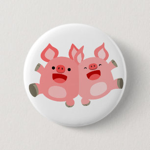 Badge Rond 5 Cm OUI ! ! Bouton Bouton de cochons de dessin mignon