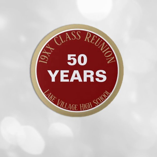 Badge Rond 5 Cm OUI! Bouton de réunion de classe 50e personnalisée (Créateur téléchargé)