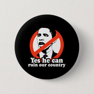 BADGE ROND 5 CM OUI IL PEUT RUINER NOTRE PAYS