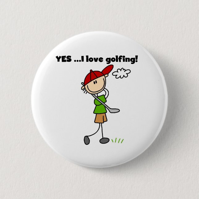 Badge Rond 5 Cm OUI j'aime jouer au golf (Devant)