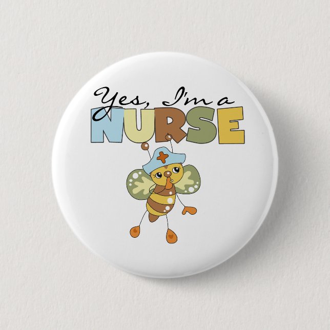 Badge Rond 5 Cm Oui je suis une infirmière (Devant)