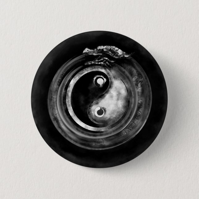 Badge Rond 5 Cm Ouroboros Yin - Yang (Devant)