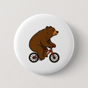 Badge Rond 5 Cm Ours à vélo – Vibrations de folie