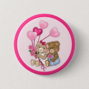Badge Rond 5 Cm Ours amoureux