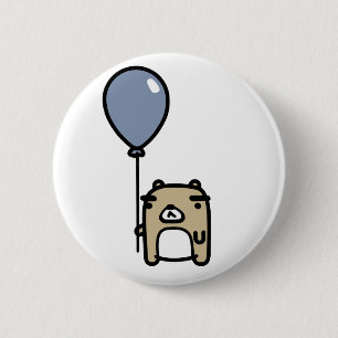 Badge Rond 5 Cm Ours avec le ballon bleu