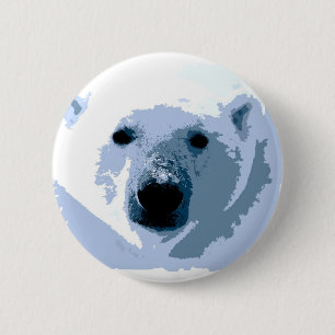 Badge Rond 5 Cm Ours blanc d'art de bruit