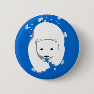 Badge Rond 5 Cm Ours blanc sous-marin