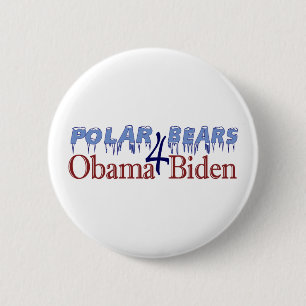 Badge Rond 5 Cm Ours blancs pour Obama Biden 2008