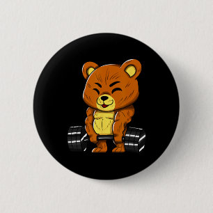 Badge Rond 5 Cm Ours Bodybuilder Musculation Muscle Gym Musculatio
