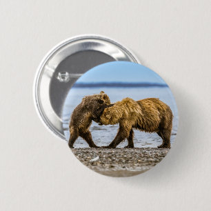 Badge Rond 5 Cm Ours brun côtier