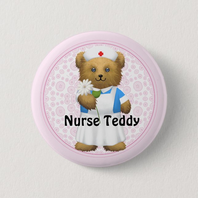 Badge Rond 5 Cm Ours d'infirmière - ours de nounours (Devant)