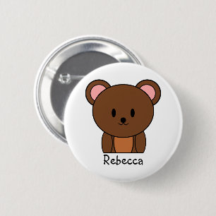 Badge Rond 5 Cm Ours en peluche brun personnalisé