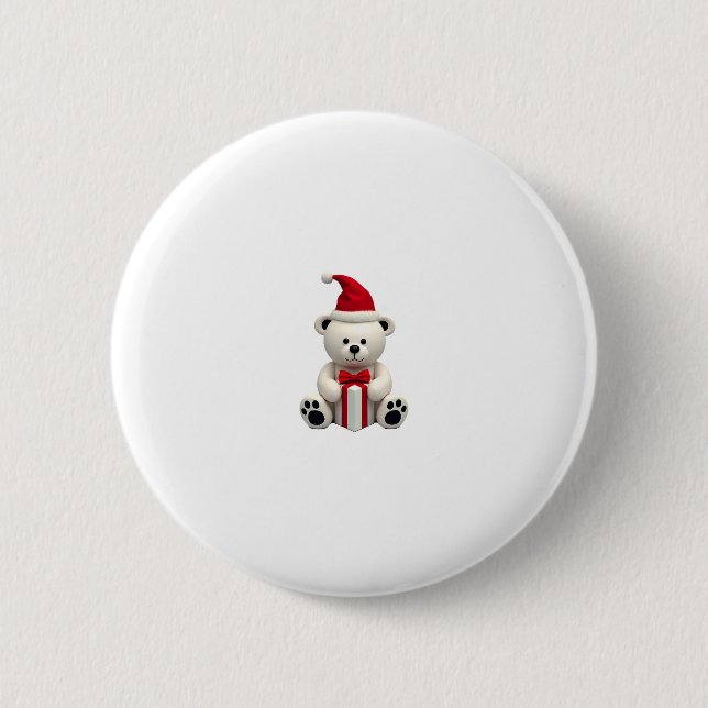 Badge Rond 5 Cm Ours Noël (2) (Devant)