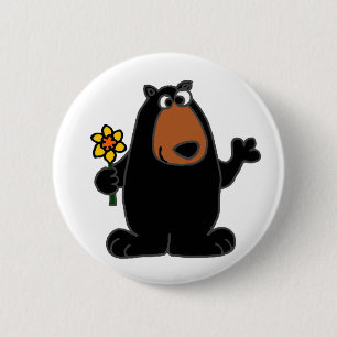 Badge Rond 5 Cm Ours noir mignon avec la bande dessinée de