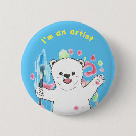 Badge Rond 5 Cm Ours polaire mignon Coloré Amusant Artiste Art ble