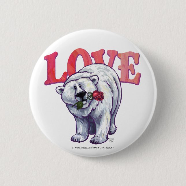 Badge Rond 5 Cm Ours polaire Saint Valentin (Devant)